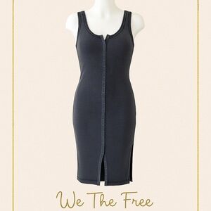 We The Free | Free People Ribbed Hook-and-Eye Tank Midi Dress – Gray (XS)